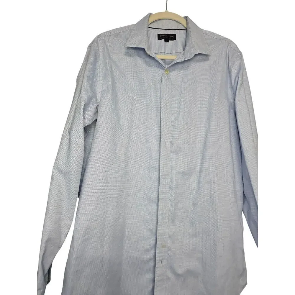 Banana Republic Shirt Mens Large L Blue Plaid Button Down Long Sleeve Non‎ Iron